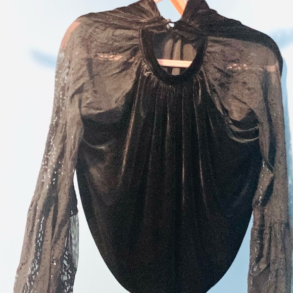 Black Mesh Sleeve Blouse: Free People - Picture 3 of 5